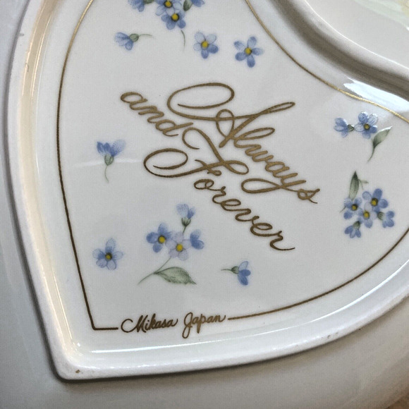 Mikasa Japan Heart Shaped Porcelain Trinket Dish Floral "Always And Forever" NEW - Picture 4 of 7